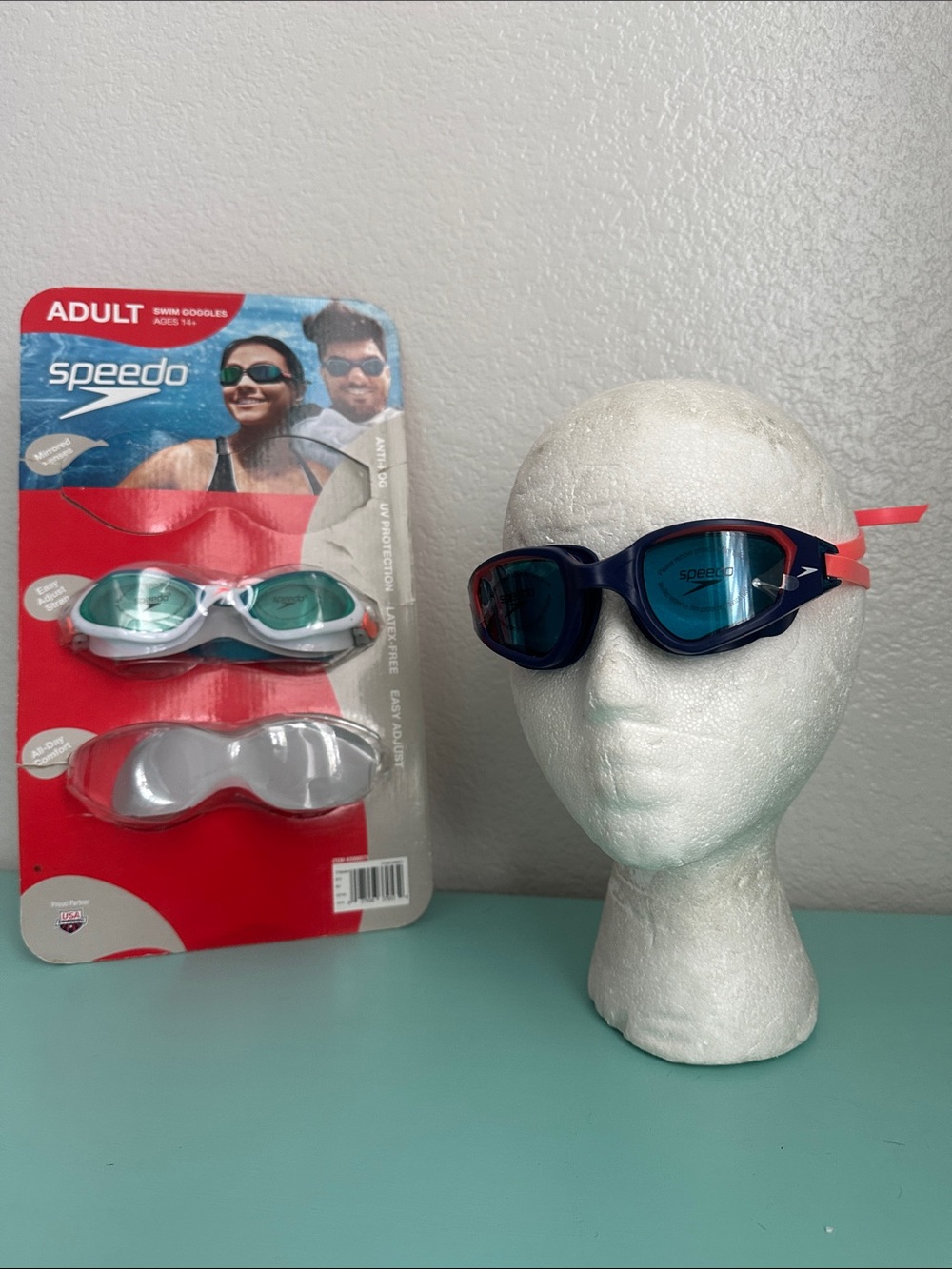 Speedo Two-Pack Adult Swim Goggles-Teal/White & Blue/Coral-brand new/never used